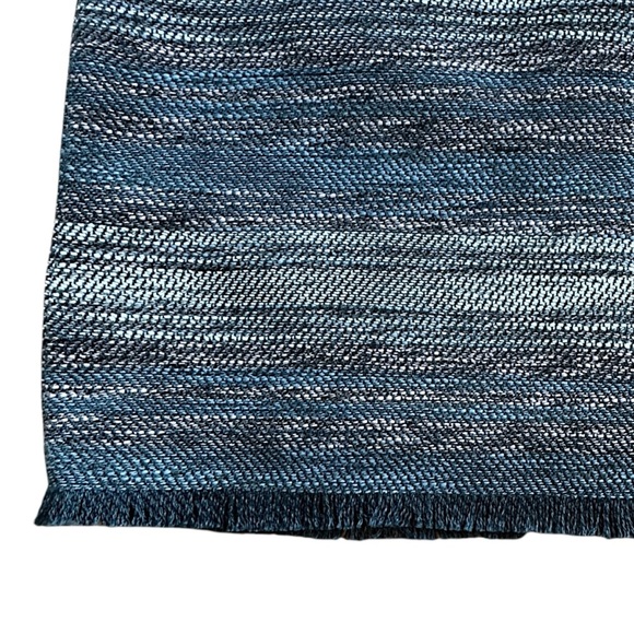 LOFT | NWOT BLUE TWEED FRINGE HEM MINI SKIRT EXPOSED ZIPPER POCKETS | SIZE 0 - Picture 5 of 10